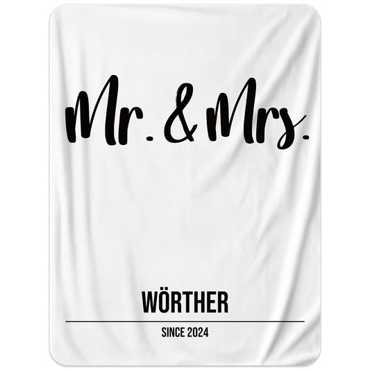 Mr und Mrs - personalisierte Kuscheldecke