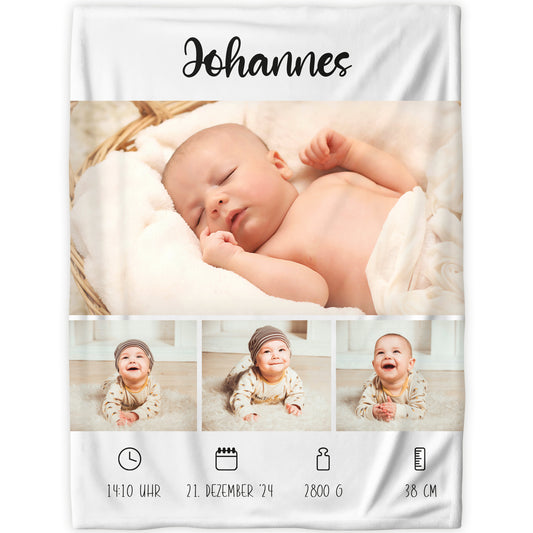 Collage - Baby-Fotodecke mit Geburtsdaten