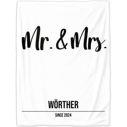 Mr und Mrs - personalisierte Kuscheldecke