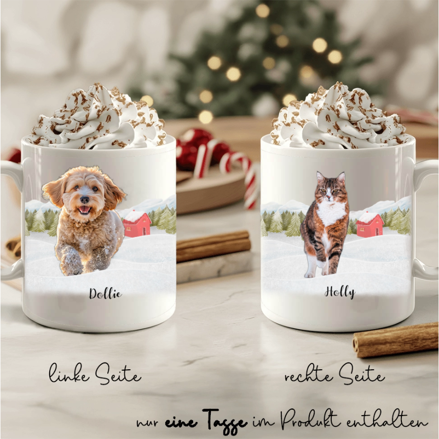 Fellfreunde im Schnee - Tasse