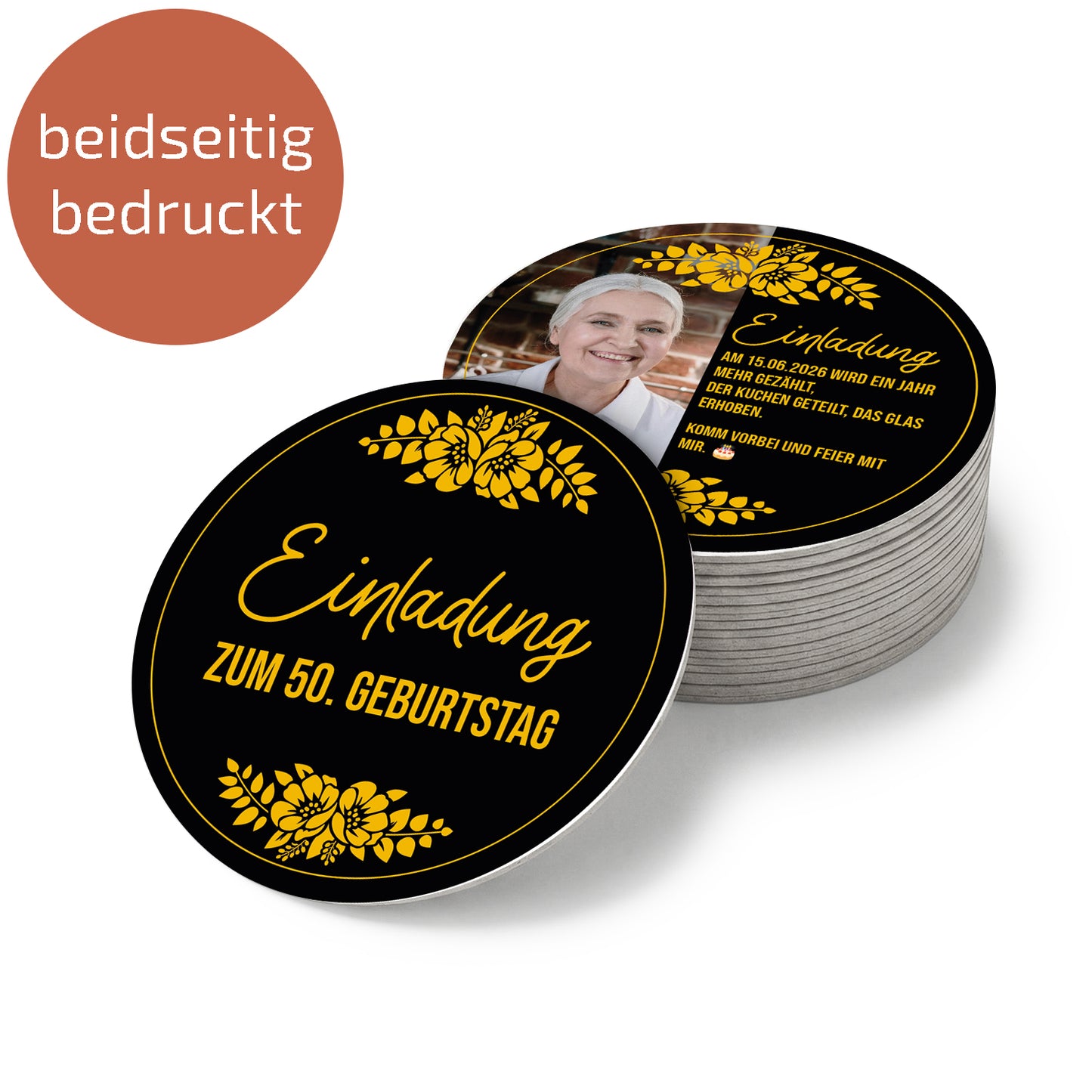 Bierdeckel | Untersetzer Geburtstagseinladung - Rund 10,7cm