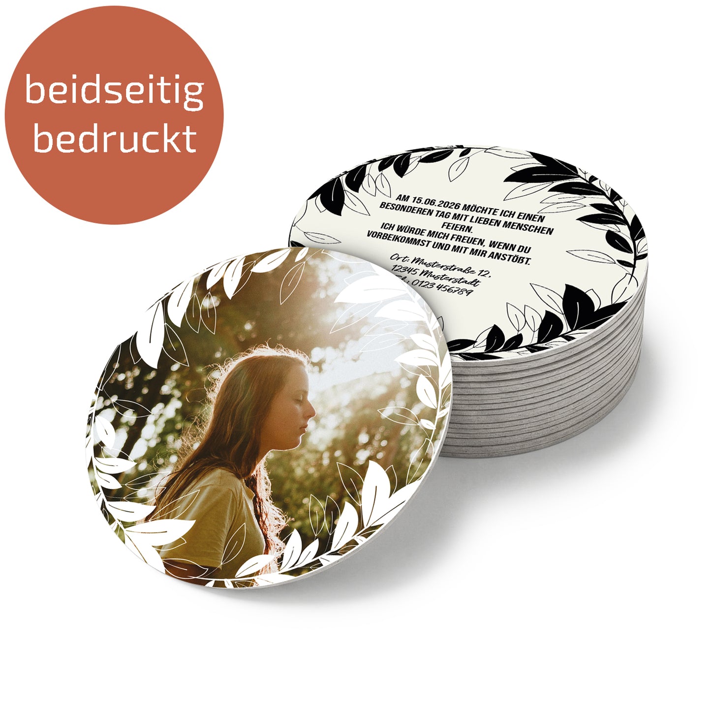 Bierdeckel | Untersetzer Geburtstagseinladung - Rund 10,7cm