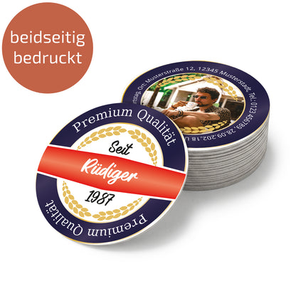 Bierdeckel | Untersetzer Geburtstagseinladung - Rund 10,7cm