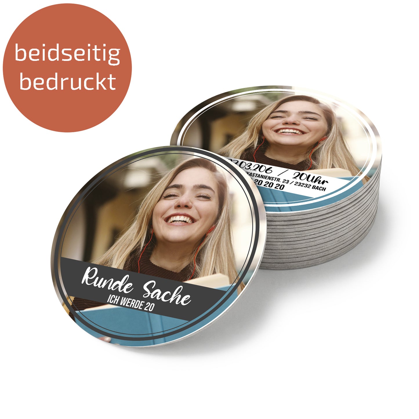 Bierdeckel | Untersetzer Geburtstagseinladung - Rund 10,7cm