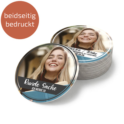 Bierdeckel | Untersetzer Geburtstagseinladung - Rund 10,7cm